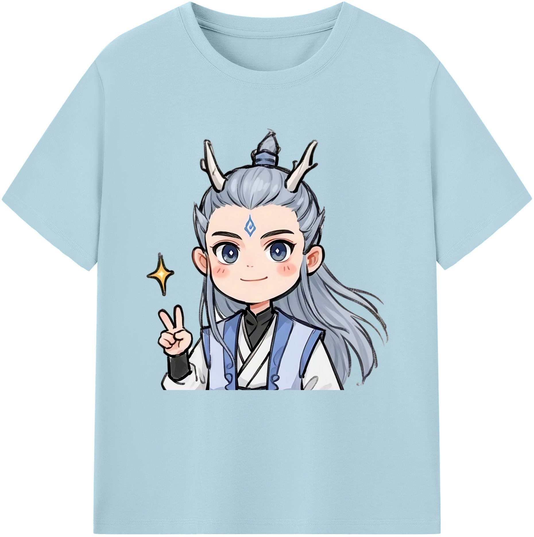 （画像用） Ne Zha 2 ナタ 魔童の大暴れ 綿100％半袖Tシャツ（フロントプリント）